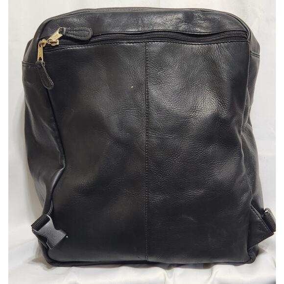 Vintage Rak Gear Black Leather Mulitpocket Unisex Backpack EUC main image 7